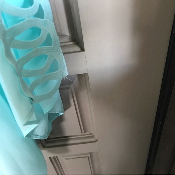 Zac&Rachel Top BoHo Aqua Sleeve Insert Round Neck Tie Front Pullover Gorgeous - Picture 4 of 7